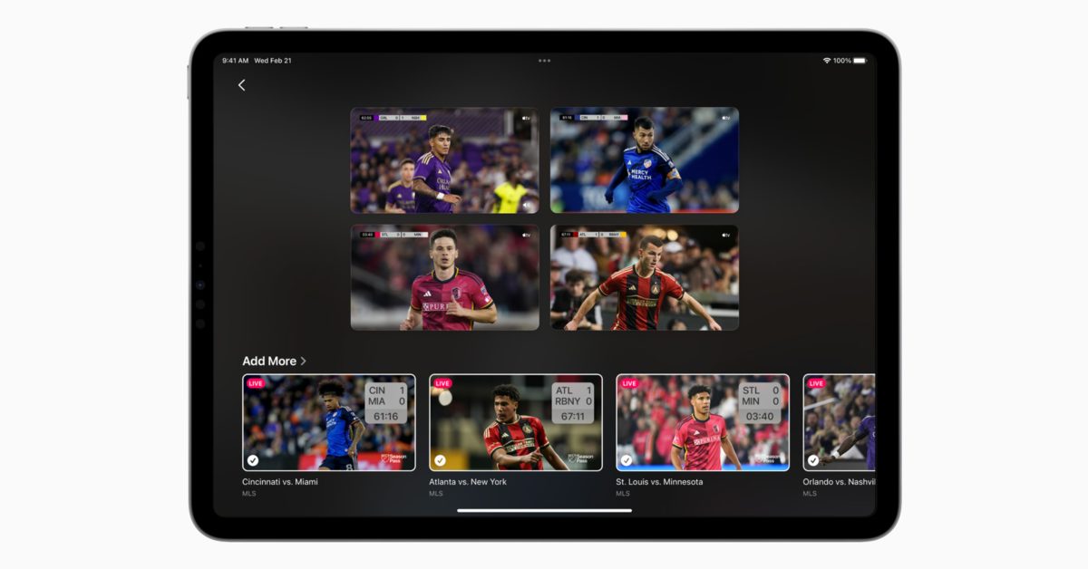 Calendrier Apple pour la saison MLS 2024, Multiview sur iPad