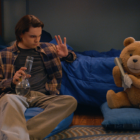 Max Burkholder as John, Seth MacFarlane as voice of Ted in Episode 2 