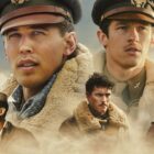 Austin Butler, Callum Turner, Ncuti Gatwa, Josiah Cross, Nate Mann, Anthony Boyle, and Branden Cook on the poster for Masters of the Air