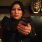 Maya Lopez/Echo (Alaqua Cox) aims a gun in 