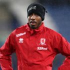 Middlebrough soccer player Isaiah Jones of Middlesbrough looks pensive in a red jacket ahead of the Middlesbrough vs Aston Villa FA Cup 3rd round game on Saturday 