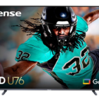 Hisense U76N TV showing a football player