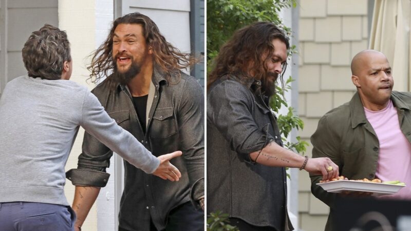 Jason Momoa tourne une publicité pour T-Mobile au Super Bowl avec Zach Braff et Donald Faison