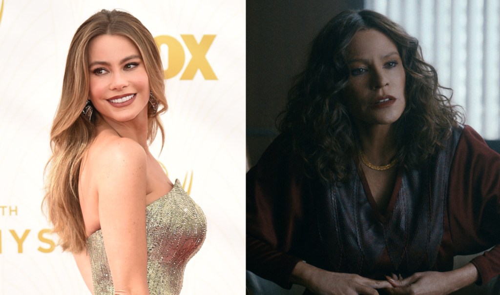 La transformation maquillage de Sofia Vergara en Griselda pour Netflix