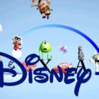 Disney+ logo over Pixar logo with characters