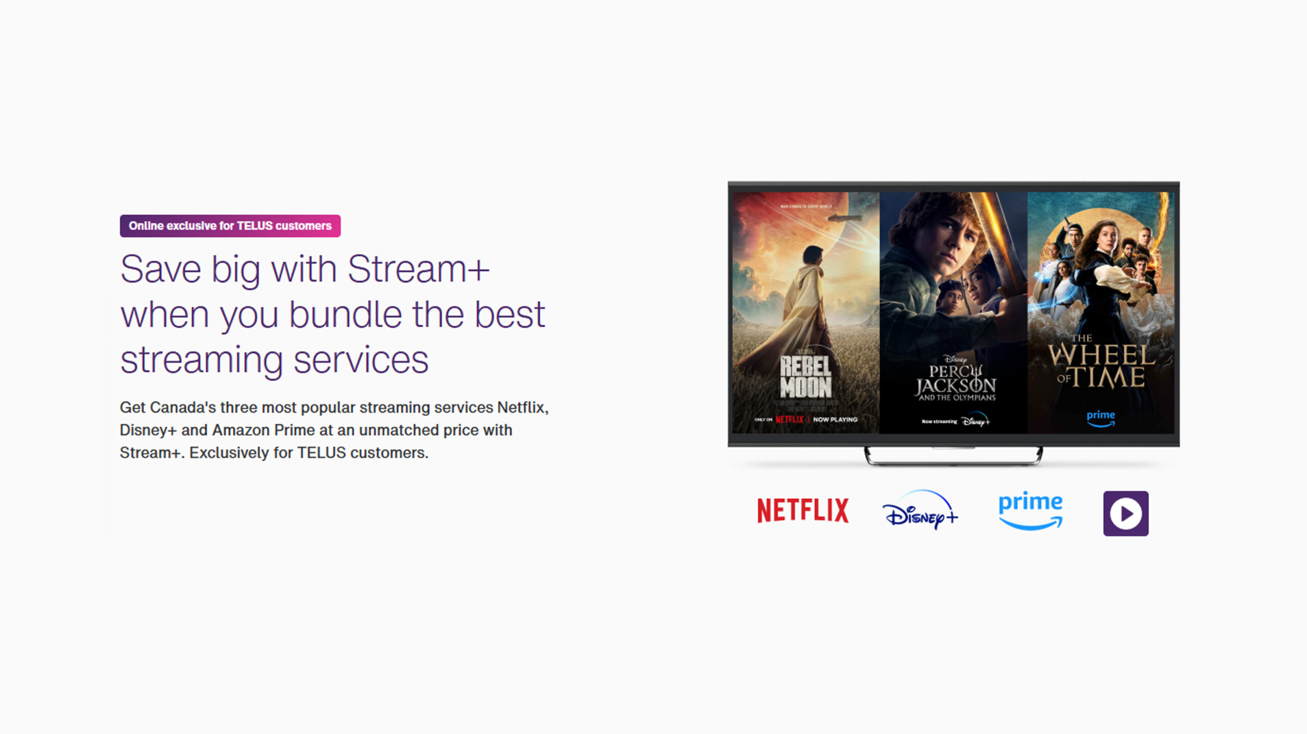 Telus propose Stream+ avec Disney+ et Amazon Prime