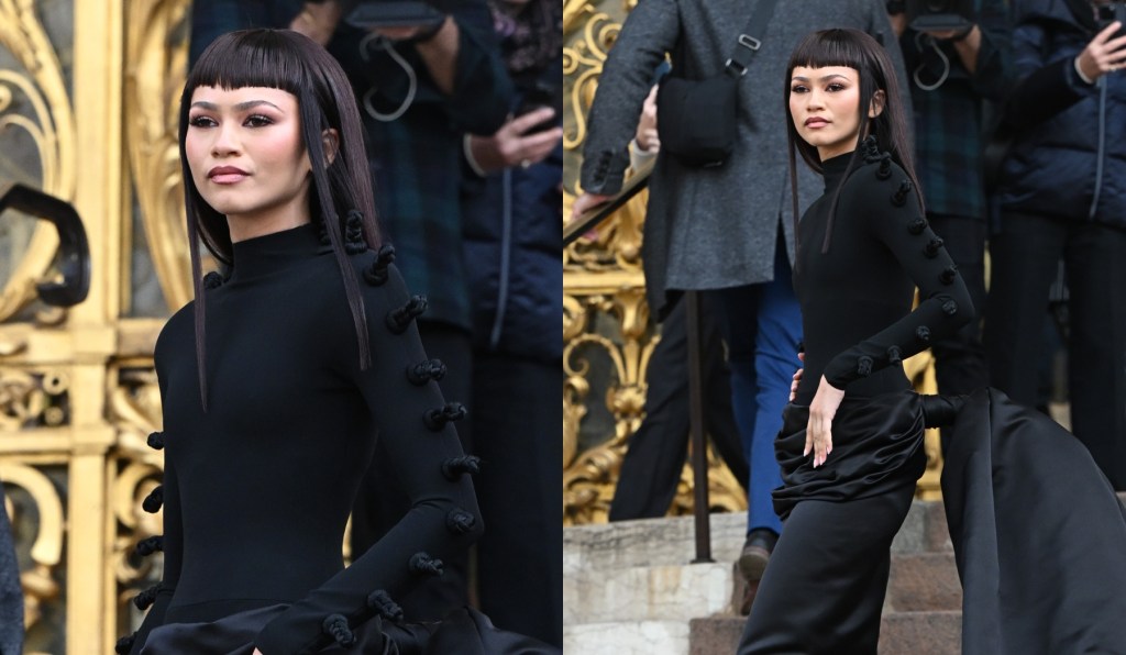 Zendaya sublime les détails dramatiques à Schiaparelli Couture Printemps 2024