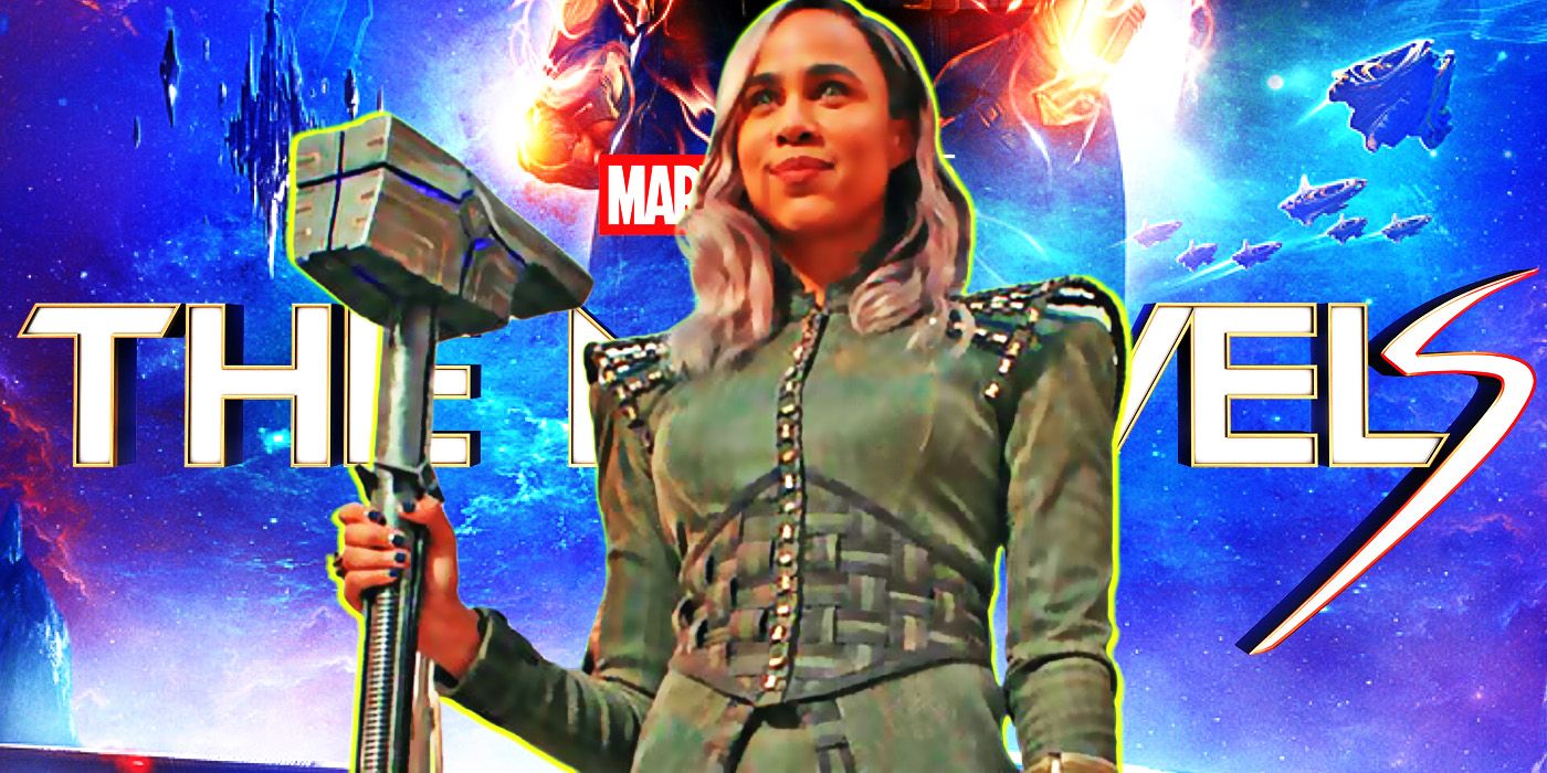 Dar-Benn holding the Accuser hammer in The Marvels