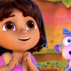 Dora (voiced by Diana Zermeno) and Boots (voiced by Asher Colton Spence) in the 2024 Dora reboot