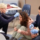 Kara Killmer as Sylvie Brett, Isabel Lee Roden as Female Patient, Hanako Greensmith as Violet Mikami — 