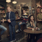 Jack Cutmore-Scott as Freddy Crane, Kelsey Grammer as Frasier Crane, Anders Keith as David Crane, Toks Olagundoye as Olivia, Jess Salgueiro as Eve and Nicholas Lyndhurst as Alan — 