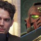 Henry Cavill talks 'Warhammer 40K' during a February 5th appearance on Josh Horowitz's 'Happy Sad Confused' podcast / A Space Marine Sergeant surveys the battle field in Warhammer 40,000: Cinematic Trailer (2020), Games Workshop