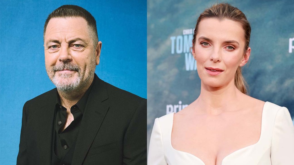 Nick Offerman et Betty Gilpin au casting de la série Death by Lightning sur Netflix