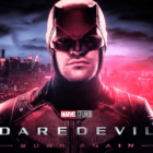 Charlie Cox as Daredevil with the Born Again logo