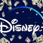 Disney+ logo covered by falling money