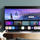 The LG C3 OLED in a living room with WebOS showing