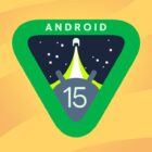 Android 15 badge on yellow backdrop