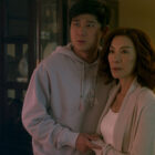 (L-R) Sam Song Li as Bruce Sun, Michelle Yeoh as Mama Sun in 'The Brothers Sun'
