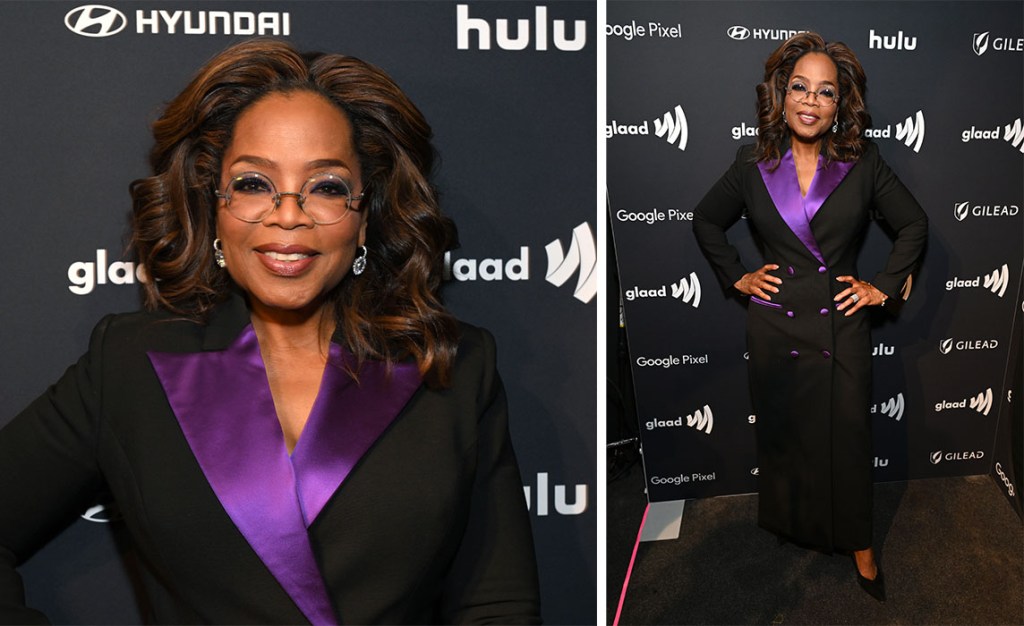 Oprah Winfrey récompensée aux GLAAD Media Awards : Son look en noir et violet attire tous les regards