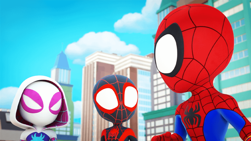 Gwen, Miles Morales, and Peter Parker in Spidey and his Amazing Friends Season 3
