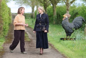 Sophie, Duchess Of Edinburgh (R) speaks with head gardener Sarah Mead during her visit to Yeo Valley Farm on April 17, 2024 in Blagdon, England.