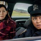Carrie Preston as Elsbeth Tascioni and Carra Patterson as Kaya Blanke in 