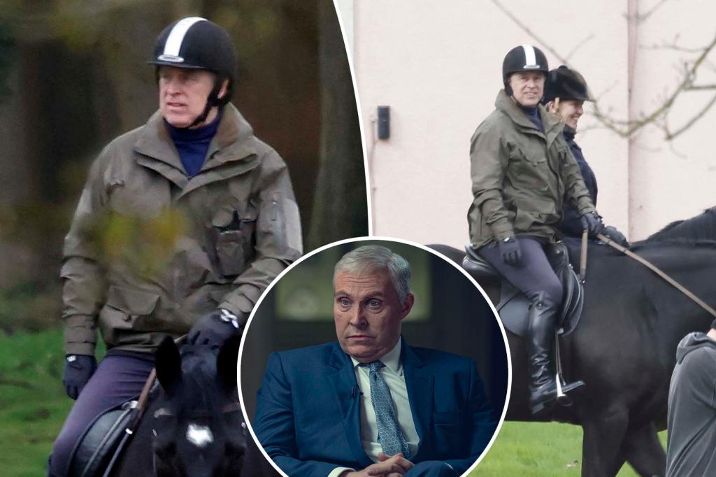 Prince Andrew monte à cheval en pleine lumière du jour sur la sortie de “Scoop” sur Netflix