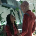 Sonequa Martin-Green as Burnham and Doug Jones as Saru in Star Trek: Discovery, season 5