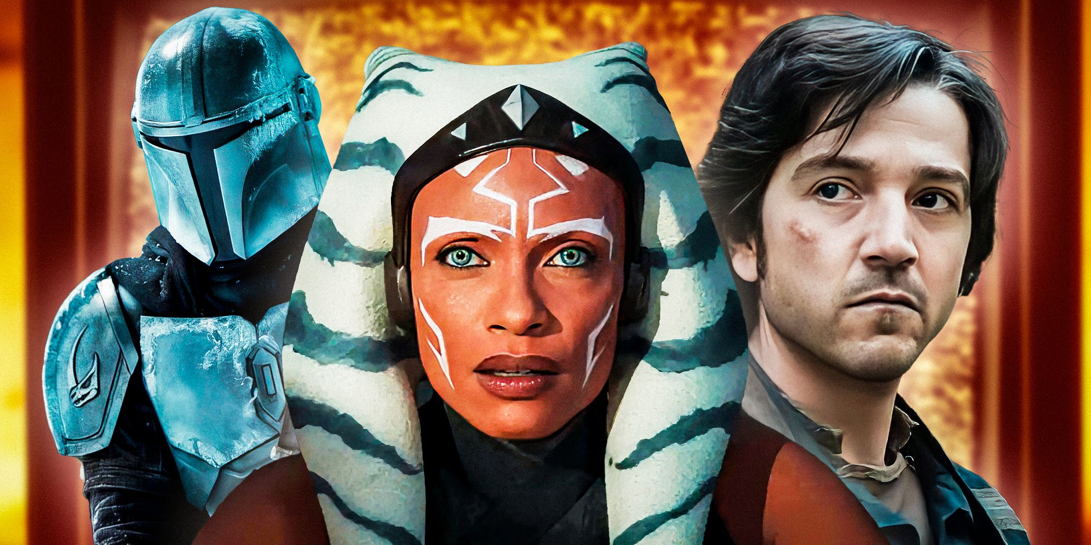Ahsoka Tano from Ahsoka, Cassian Andor from Andor and Din Djarin from The Mandalorian