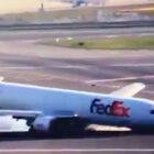 Boeing 767 Plane Crash Lands on Runway, Front Landing Gear Fails