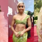 Heidi Klum pink ruffle dress, Kelly Rowland green look and Coco Rocha feathers, amfar cannes gala 2024