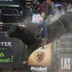 Mauricio Moreira riding Chiseled during the 2021 PBR World Finals