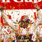 Dale Earnhardt celebrates his 2000 win at Talladega Superspeedway
