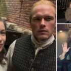 Caitriona Balfe, Sam Heughan, Sophie Skelton, and Lauren Lyle behind the scenes of 
