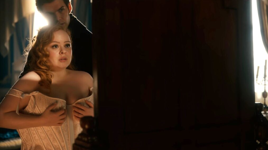 Nicola Coughlan and Luke Newton in 'Bridgerton' Season 3