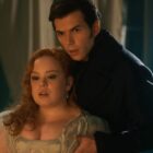 Nicola Coughlan and Luke Newton as Penelope and Colin in 