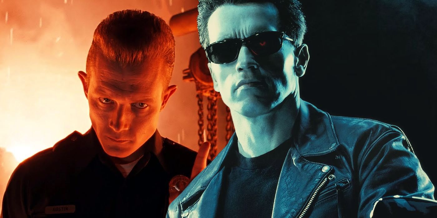 Robert Patrick as T-1000 and Arnold Scwarzenegger as T-800 in Terminator 2