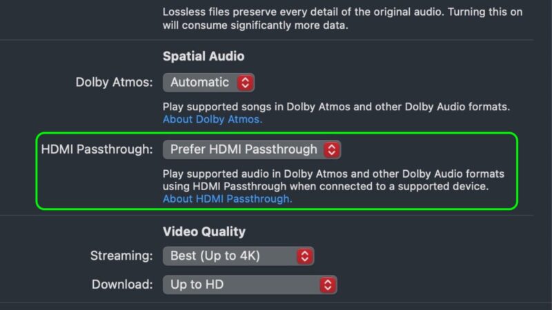 macOS Sequoia: Nouvelle fonctionnalité Dolby Atmos en HDMI. Son immersif sur Apple TV.