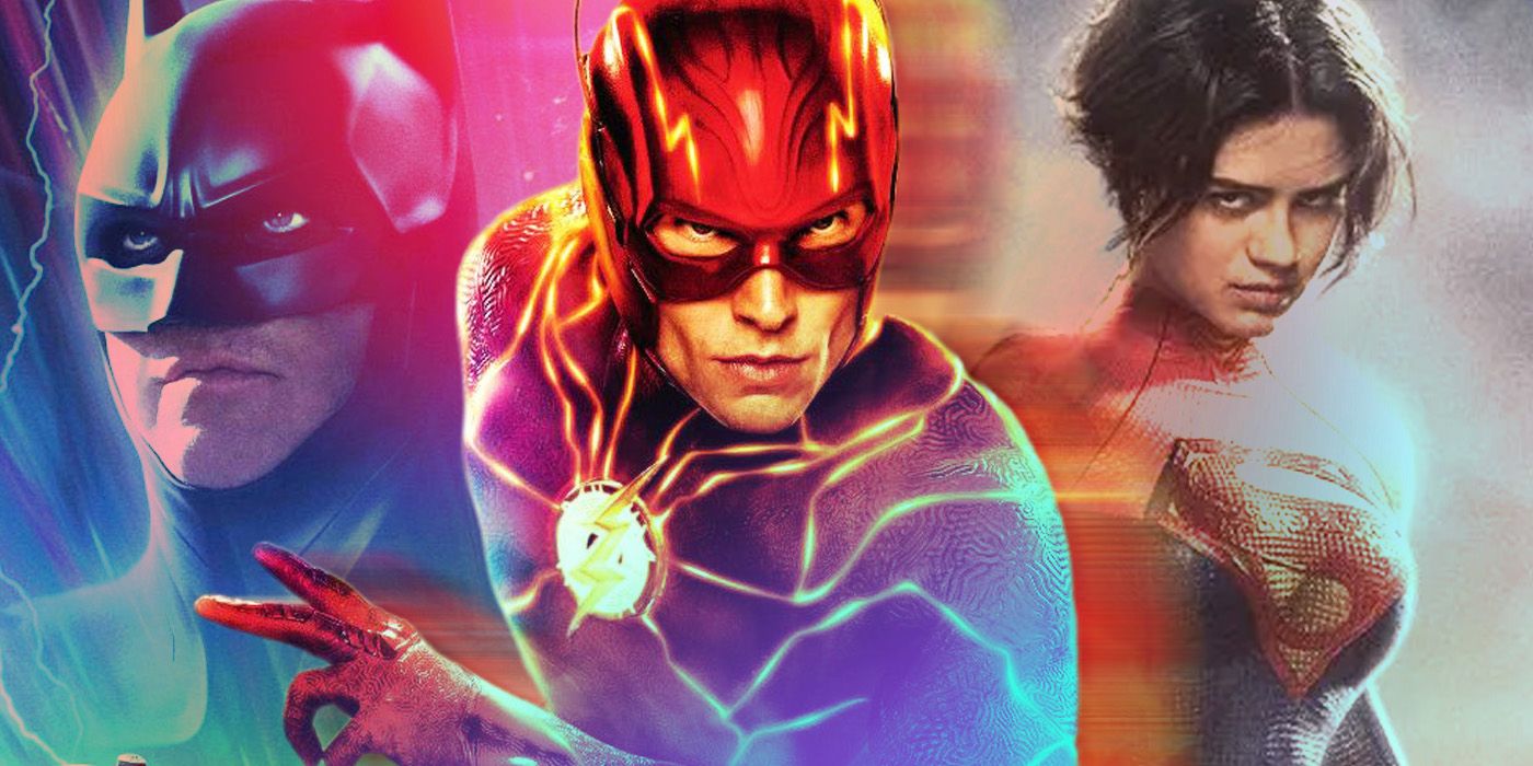 The Flash in Front of Batman and Supergirl