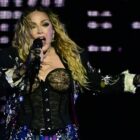 TOPSHOT - US pop star Madonna performs onstage during a free concert at Copacabana beach in Rio de Janeiro, Brazil, on May 4, 2024. . Madonna ended her "The Celebration Tour" with a performance attended by some 1.5 million enthusiastic fans. (Photo by Pablo PORCIUNCULA / AFP) (Photo by PABLO PORCIUNCULA/AFP via Getty Images)