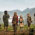 The Time Bandits (from left): Tadhg Murphy, Roger Jean Nsengiyumva, Lisa Kudrow, Kal-El Tuck, Kiera Thompson, and Rune Temte