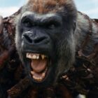 A shot from Rise of the Planet of the Apes showing a gorilla shouting