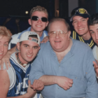 A screenshot from the Dirty Pop: The Boy Band Scam documentary featuring Lou Pearlman and *NSYNC.