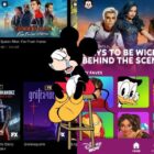 A split-screen image showing two streaming platforms. Mickey Mouse sits crying in between.