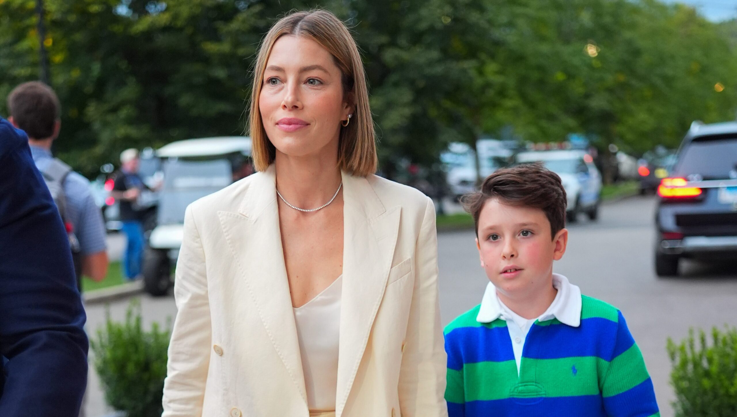 Jessica Biel en sortie tennis avec son fils Silas à l’US Open