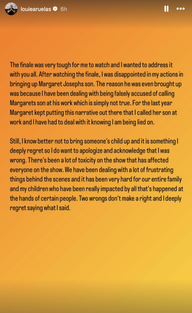Louie Ruelas Instagram Stories message