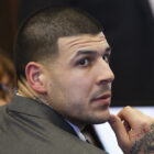 Former New England Patriots tight end Aaron Hernandez sits at the defense table during his double murder trial at Suffolk Superior Court in Boston on Mar. 2, 2017. Hernandez is charged in the July 2012 killings of Daniel de Abreu and Safiro Furtado who he encountered in a Boston nightclub.