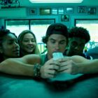 Madison Bailey as Kiara, Carlacia Grant as Cleo, Madelyn Cline as Sarah Cameron, Chase Stokes as John B, Jonathan Daviss as Pope, Rudy Pankow as JJ in episode 401 of Outer Banks.