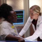 Hannah asking a patient where it hurts on Chicago Med Season 10 Episode 3