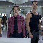 Stacey Read as Alicia Nevins, Christie Burke as Lt. Sharon Garnet, Richard Fleeshman as Lt. James Brice, Reece Ritchie as Ian in The Ark - Season 2